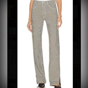 Anine Bing Black and White Striped Straight Leg Pants